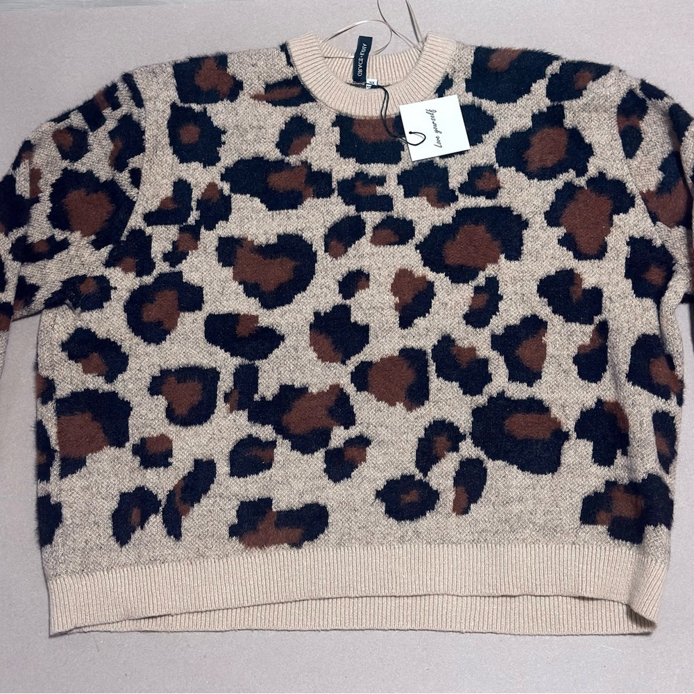 Leopard Print Sweater - Brown and Black